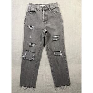 Pacsun High Rise Straight Women’s Jeans Black Denim Size 24 Fray Hem
